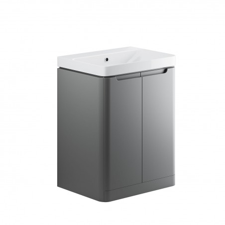 Kyoto 600mm(w) 2 Door Floor Standing Basin Unit - Matt Grey