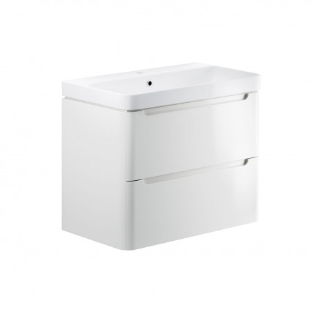 Kyoto 800mm(w) 2 Drawer Wall Hung Basin Unit - White Gloss