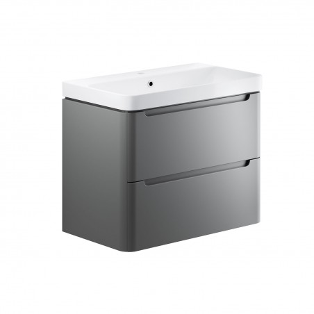 Kyoto 800mm(w) 2 Drawer Wall Hung Basin Unit - Matt Grey