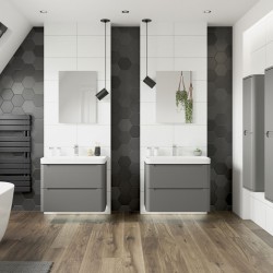 Kyoto 800mm(w) 2 Drawer Wall Hung Basin Unit - Matt Grey