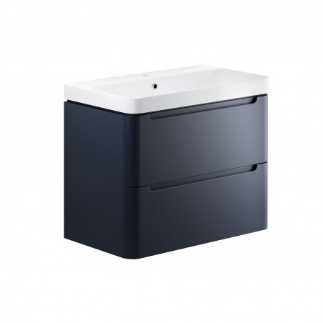 Kyoto 800mm(w) 2 Drawer Wall Hung Basin Unit - Matt Indigo