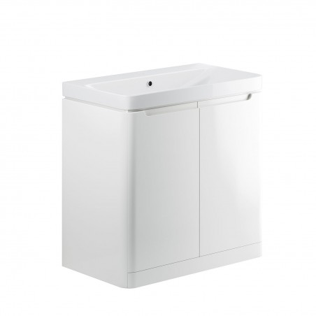 Kyoto 800mm(w) 2 Door Floor Standing Basin Unit - White Gloss