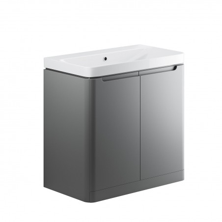 Kyoto 800mm(w) 2 Door Floor Standing Basin Unit - Matt Grey