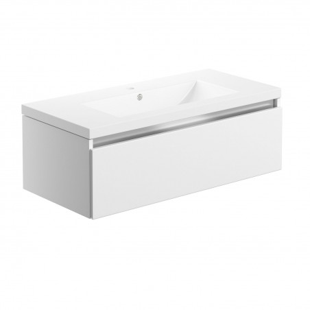 Nagano 815mm(w) 1 Drawer Wall Hung Basin Unit Inc. Basin - White Gloss