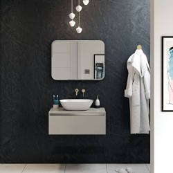 Nagano 615mm(w) 1 Drawer Wall Hung Basin Unit Inc. Basin - Latte