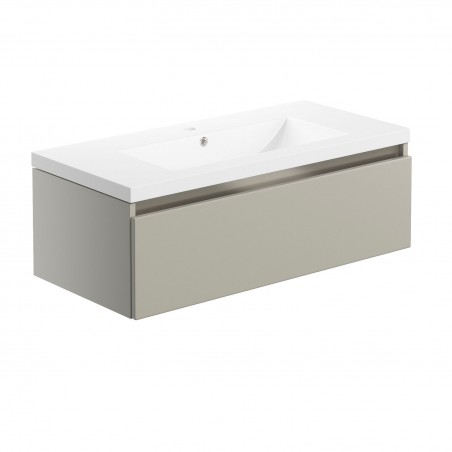 Nagano 815mm(w) 1 Drawer Wall Hung Basin Unit Inc. Basin - Latte