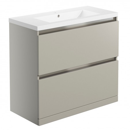 Nagano 815mm(w) 2 Drawer Floor Standing Basin Unit Inc. Basin - Latte