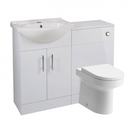 Kanazawa 560mm(w) Basin Unit & WC Toilet Unit Pack - White Gloss