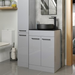 Naha 500mm(w) Floor Standing WC Toilet Unit - Grey Gloss