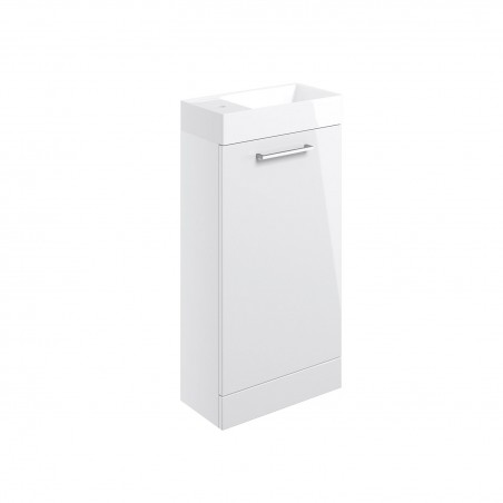 Naha 410mm(w) Floor Standing 1 Door Basin Unit With Basin - White Gloss