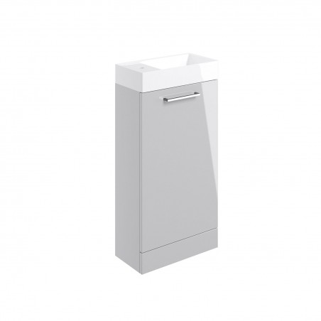 Naha 410mm(w) Floor Standing 1 Door Basin Unit With Basin - Grey Gloss