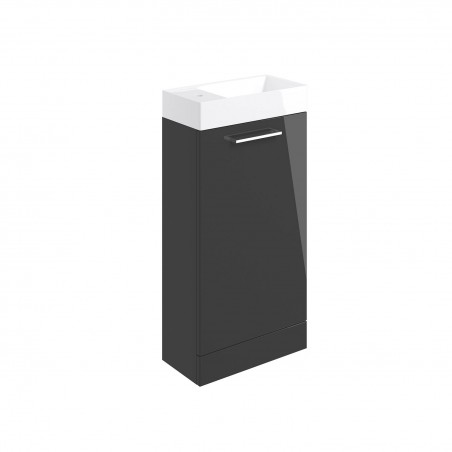 Naha 410mm(w) Floor Standing 1 Door Basin Unit With Basin - Anthracite Gloss