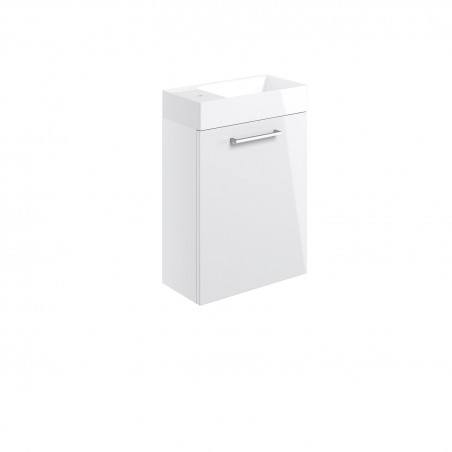 Naha 410mm(w) Wall Hung 1 Door Basin Unit With Basin - White Gloss
