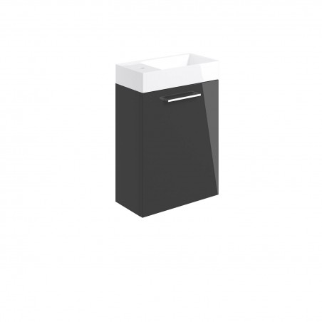 Naha 410mm(w) Wall Hung 1 Door Basin Unit With Basin - Anthracite Gloss