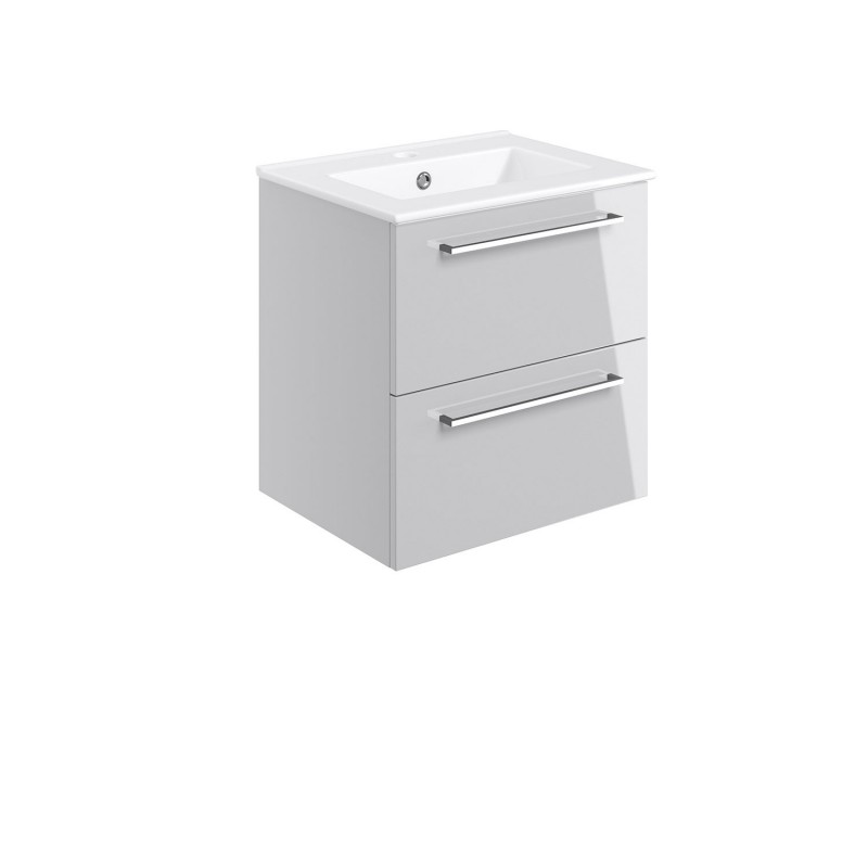 Naha 510mm(w) Wall Hung 2 Drawer Basin Unit With Basin - Grey Gloss Naha 510mm(w) Wall Hung 2 Drawer Basin Unit With Basin - Grey Gloss