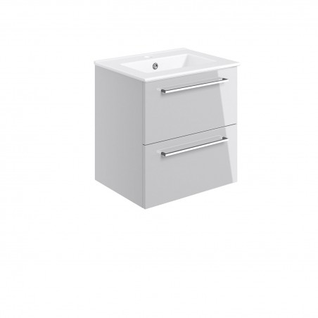 Naha 510mm(w) Wall Hung 2 Drawer Basin Unit With Basin - Grey Gloss