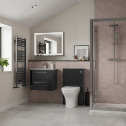 Naha 510mm(w) Wall Hung 2 Drawer Basin Unit With Basin - Anthracite Gloss