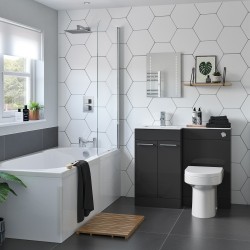 Yokohama 1100mm(w) Floor Standing Left Handed L-Shape Pack With Basin - Anthracite Gloss