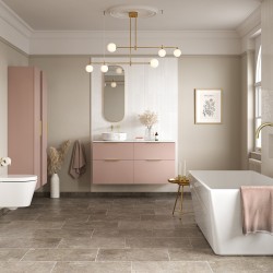 Yamagata 610mm(w) 2 Drawer Wall Unit & Basin - Matt Antique Rose
