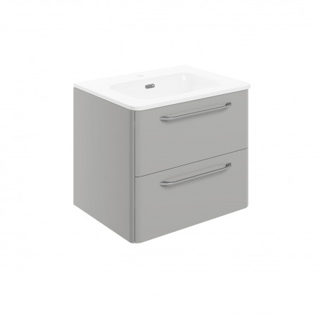 Osaka 610mm(w) 2 Drawer Wall Unit & Basin - Grey Gloss