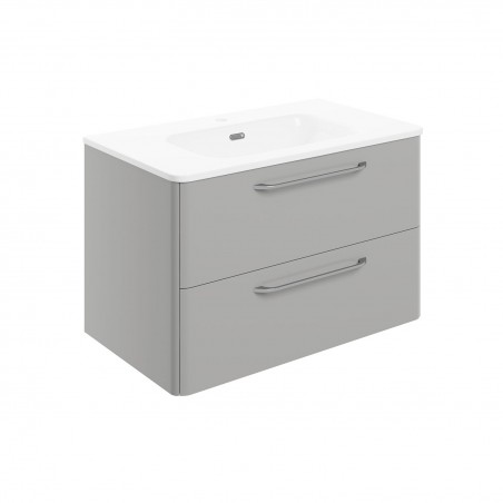 Osaka 810mm(w) 2 Drawer Wall Unit & Basin - Grey Gloss