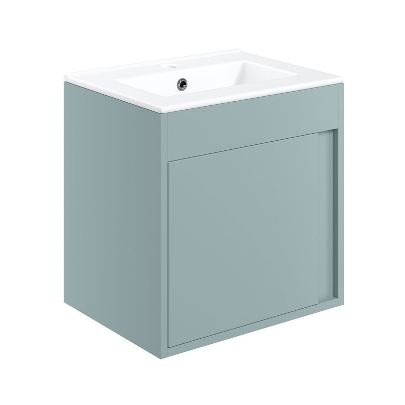 Nara 510mm(w) Wall Hung Unit Inc. Basin - Matt Sea Green Nara 510mm(w) Wall Hung Unit Inc. Basin - Matt Sea Green