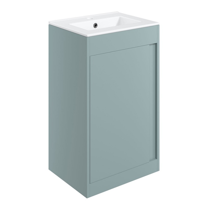 Nara 510mm(w) Floor Standing Unit Inc. Basin - Matt Sea Green Nara 510mm(w) Floor Standing Unit Inc. Basin - Matt Sea Green