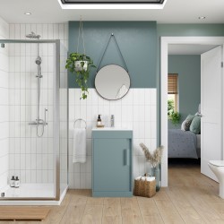 Nara 510mm(w) Floor Standing Unit Inc. Basin - Matt Sea Green