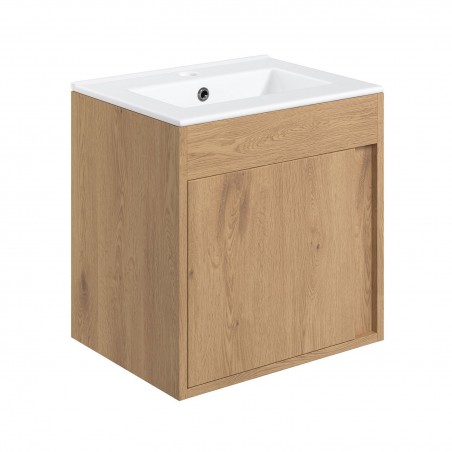 Nara 510mm(w) Wall Hung Unit Inc. Basin - Seville Oak