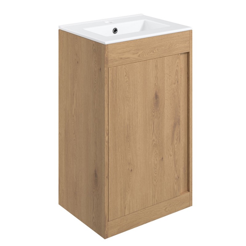 Nara 510mm(w) Floor Standing Unit Inc. Basin - Seville Oak Nara 510mm(w) Floor Standing Unit Inc. Basin - Seville Oak