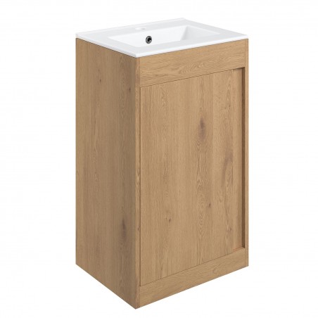 Nara 510mm(w) Floor Standing Unit Inc. Basin - Seville Oak