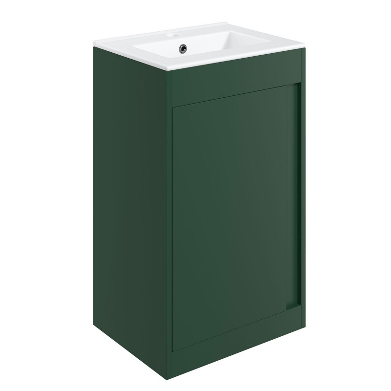 Nara 510mm(w) Floor Standing Unit Inc. Basin - Matt Conifer Green Nara 510mm(w) Floor Standing Unit Inc. Basin - Matt Conifer Green