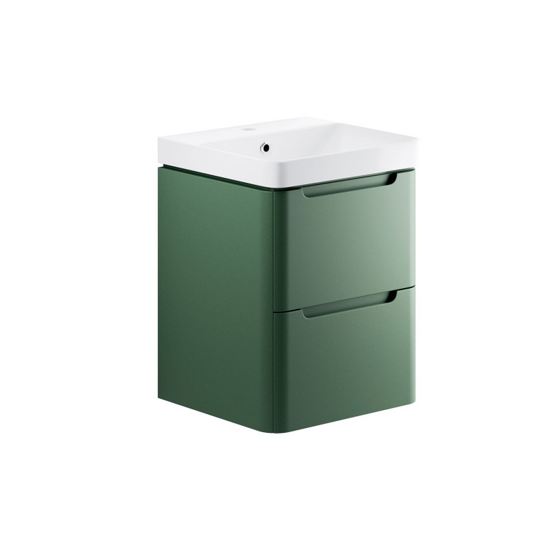 Kyoto 500mm(w) 2 Drawer Wall Hung Cloakroom Basin Unit - Matt Sage Green Kyoto 500mm(w) 2 Drawer Wall Hung Cloakroom Basin Unit - Matt Sage Green