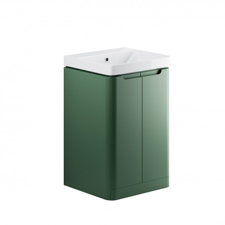 Kyoto 500mm(w) 2 Door Floor Standing Cloakroom Basin Unit - Matt Sage Green