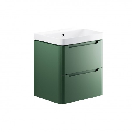 Kyoto 600mm(w) 2 Drawer Wall Hung Basin Unit - Matt Sage Green