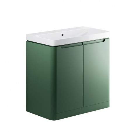Kyoto 800mm(w) 2 Door Floor Standing Basin Unit - Matt Sage Green