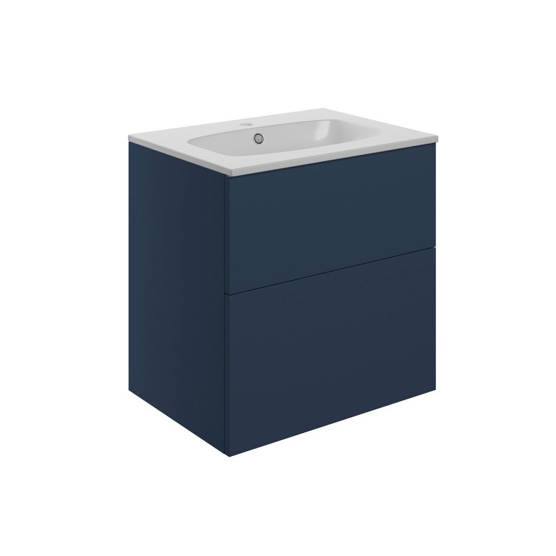 Yamagata 610mm(w) 2 Drawer Wall Unit & Basin - Matt Deep Blue