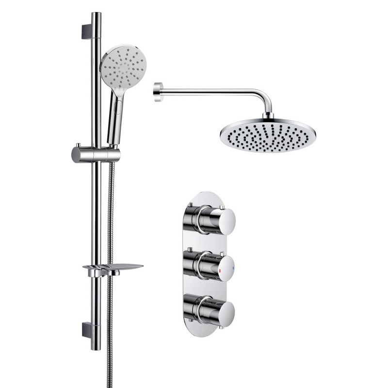 Seville Shower Pack Four - Triple Two Outlet With Riser & Overhead Kit