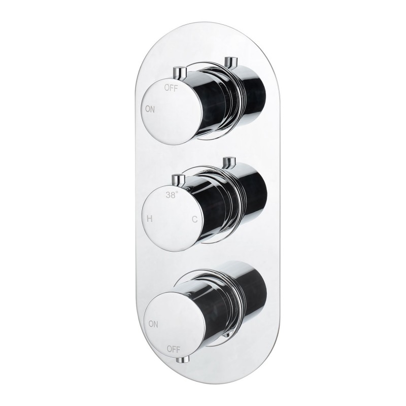 Seville Thermostatic Triple Shower Valve - Two Outlet