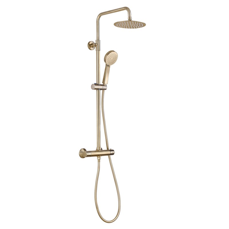 Thermostatic Bar Mixer With Riser Kit - Brushed Brass