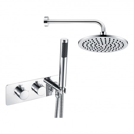 Burgos Shower Pack Two - Twin Two Outlet With Handset & Brass Overhead