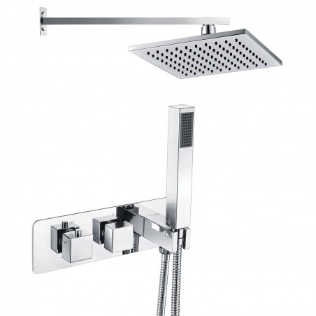 Oviedo Shower Pack Two - Twin Two Outlet With Handset & Brass Overhead