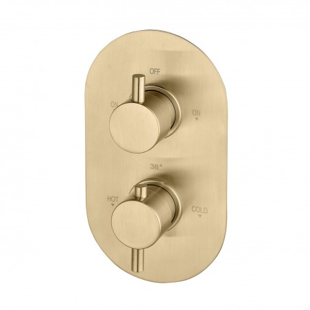Two Outlet Shower Valve - Brushed Brass