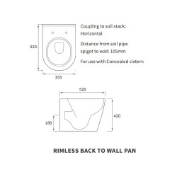 Milan Rimless Back To Wall WC & Soft Close Seat