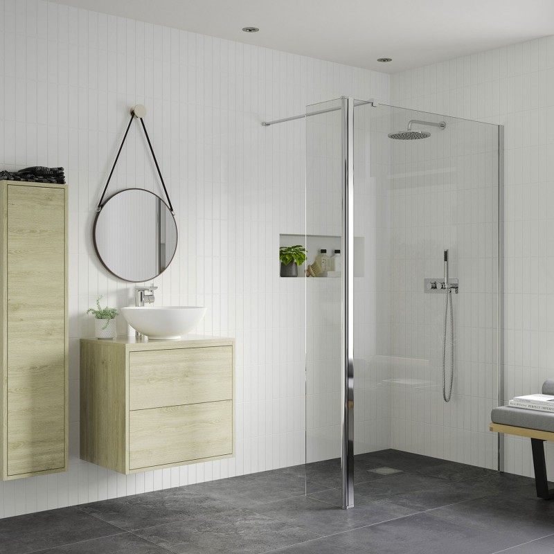 Lowri Wetroom Panels, Support Bar & 300mm(w) Rotatable Panel