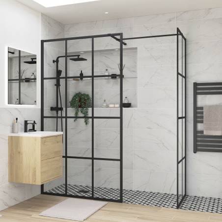 Lowri Black Framed Wetroom Side Panels