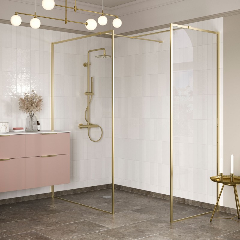 Lowri Brushed Brass Profile Wetroom Side Panels