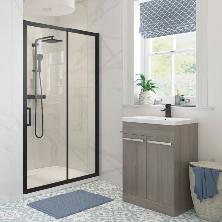 Elin Framed Black Sliding Shower Door