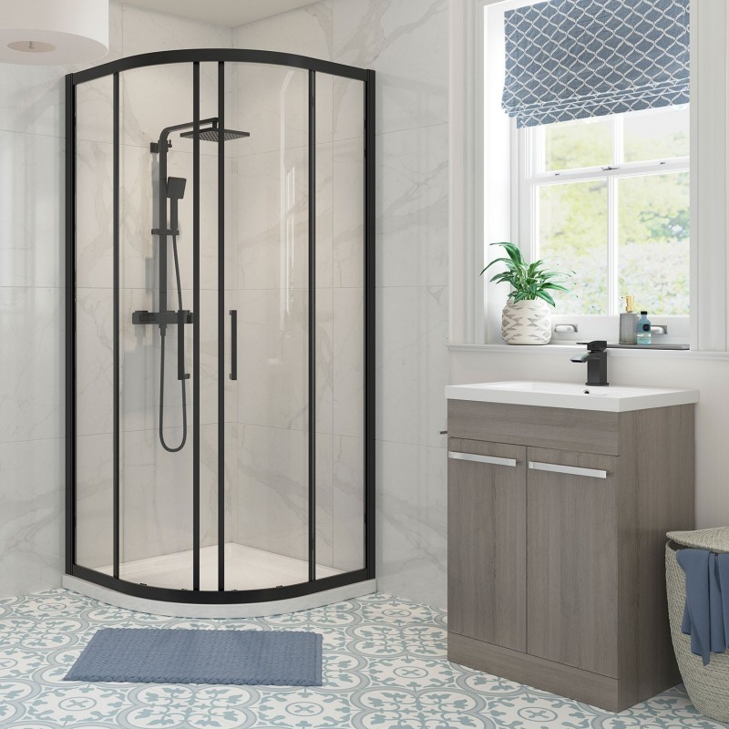 Elin Framed Black 2 Door Quadrant Shower Enclosure