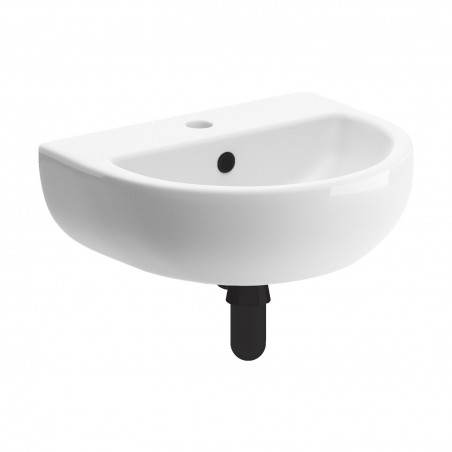 Varese 450mm (W) x 400mm (H) 1 Tap Hole Cloakroom Basin & Black Bottle Trap